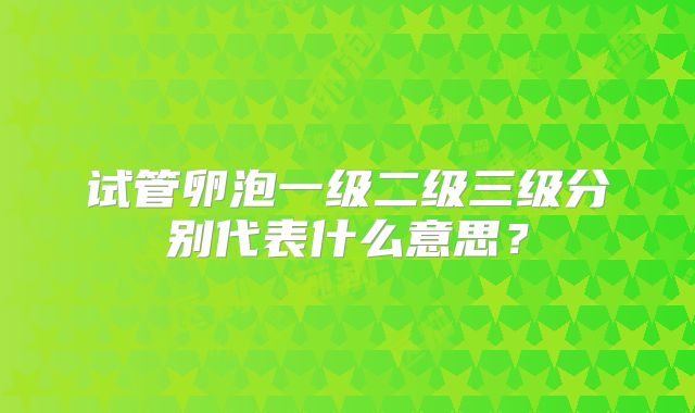 试管卵泡一级二级三级分别代表什么意思？