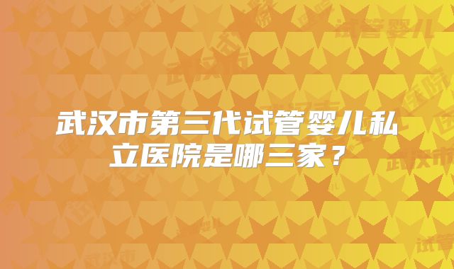 武汉市第三代试管婴儿私立医院是哪三家？