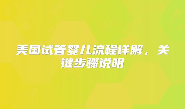 美国试管婴儿流程详解，关键步骤说明