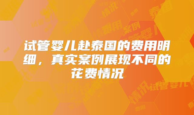 试管婴儿赴泰国的费用明细，真实案例展现不同的花费情况