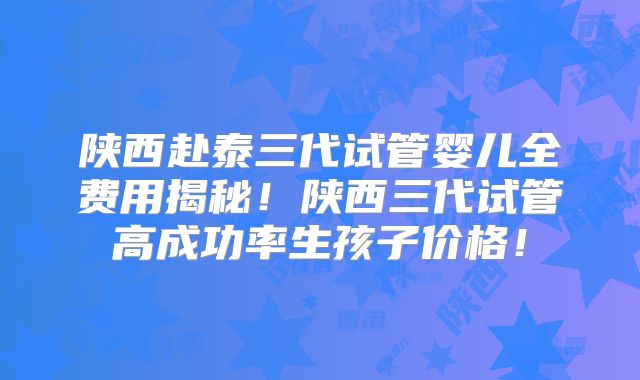 陕西赴泰三代试管婴儿全费用揭秘!陕西三代试管高成功率生孩子价格!