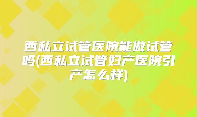 西私立试管医院能做试管吗(西私立试管妇产医院引产怎么样)