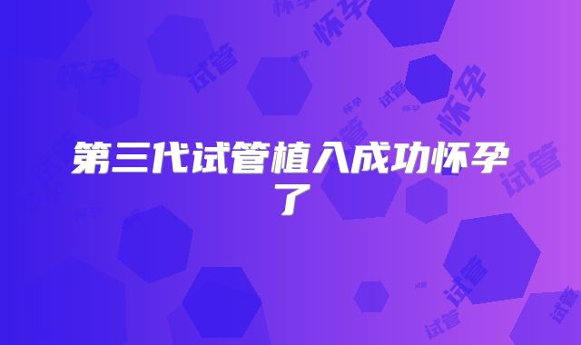 第三代试管植入成功怀孕了