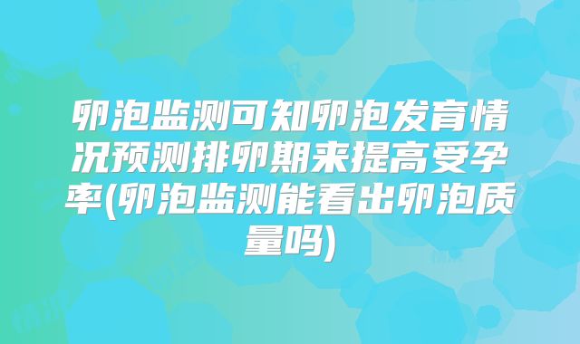 卵泡监测可知卵泡发育情况预测排卵期来提高受孕率(卵泡监测能看出卵泡质量吗)
