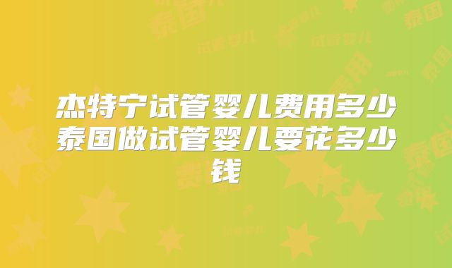 杰特宁试管婴儿费用多少泰国做试管婴儿要花多少钱