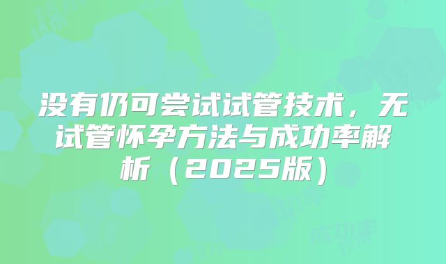 没有仍可尝试试管技术，无试管怀孕方法与成功率解析（2025版）