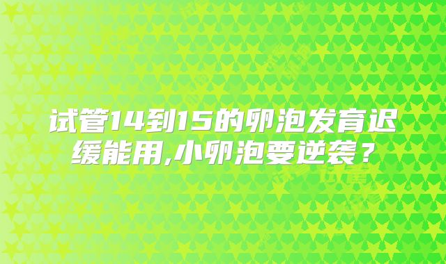 试管14到15的卵泡发育迟缓能用,小卵泡要逆袭?