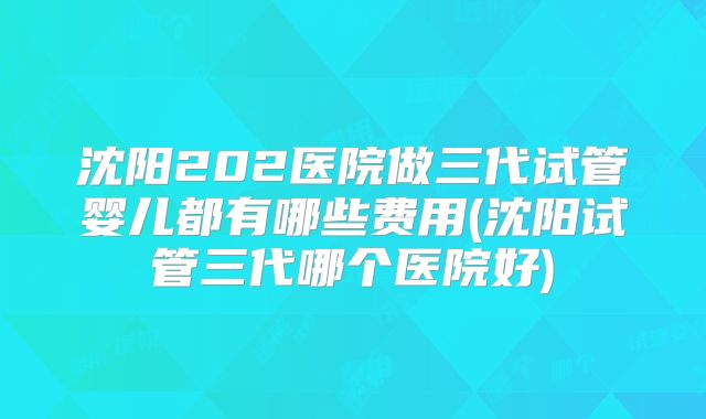 沈阳202医院做三代试管婴儿都有哪些费用(沈阳试管三代哪个医院好)
