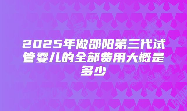 2025年做邵阳第三代试管婴儿的全部费用大概是多少