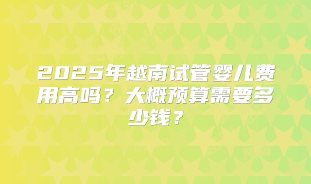 2025年越南试管婴儿费用高吗?大概预算需要多少钱?