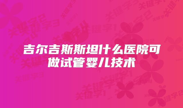 吉尔吉斯斯坦什么医院可做试管婴儿技术