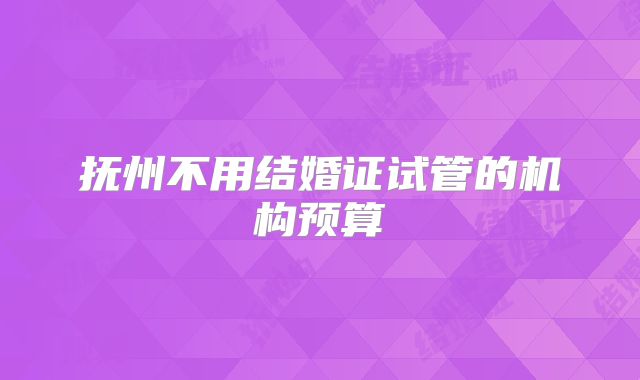 抚州不用结婚证试管的机构预算