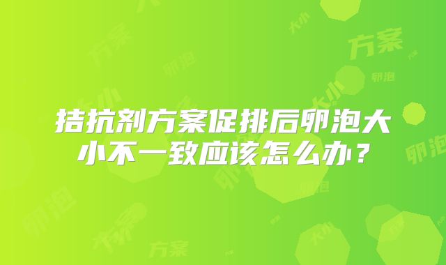 拮抗剂方案促排后卵泡大小不一致应该怎么办？