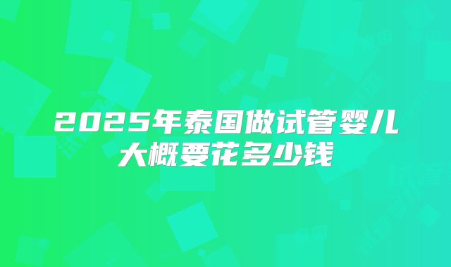 2025年泰国做试管婴儿大概要花多少钱