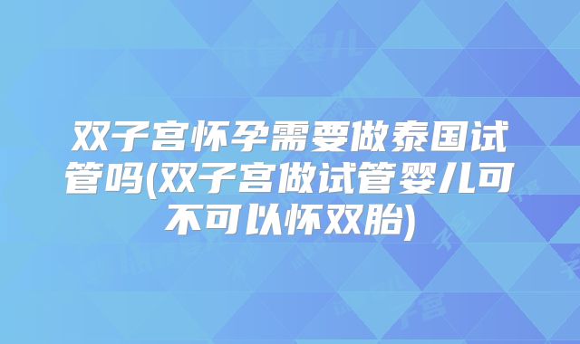 双子宫怀孕需要做泰国试管吗(双子宫做试管婴儿可不可以怀双胎)