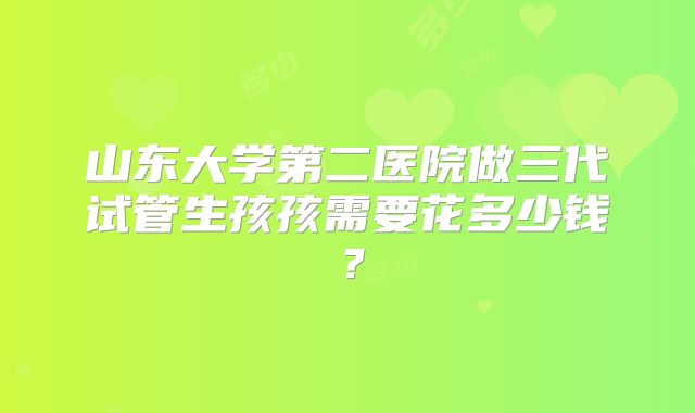山东大学第二医院做三代试管生孩孩需要花多少钱?