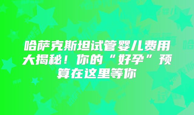 哈萨克斯坦试管婴儿费用大揭秘！你的“好孕”预算在这里等你