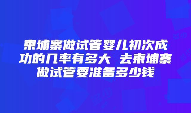 柬埔寨做试管婴儿初次成功的几率有多大 去柬埔寨做试管要准备多少钱