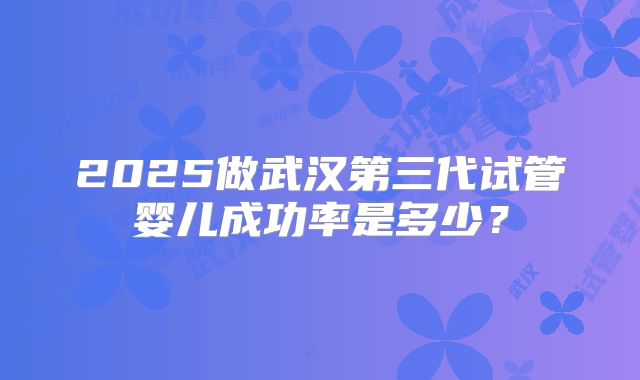 2025做武汉第三代试管婴儿成功率是多少？