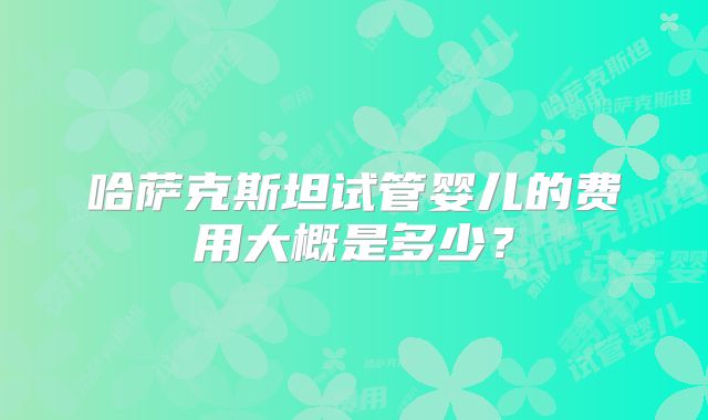 哈萨克斯坦试管婴儿的费用大概是多少？
