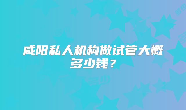 咸阳私人机构做试管大概多少钱?