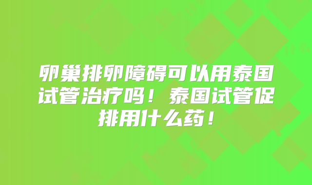 卵巢排卵障碍可以用泰国试管治疗吗!泰国试管促排用什么药!