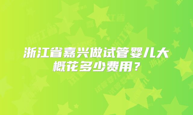 浙江省嘉兴做试管婴儿大概花多少费用?