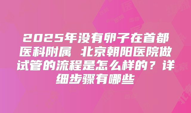 2025年没有卵子在首都医科附属 北京朝阳医院做试管的流程是怎么样的?详细步骤有哪些