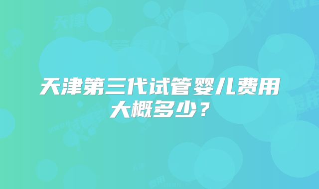 天津第三代试管婴儿费用大概多少？