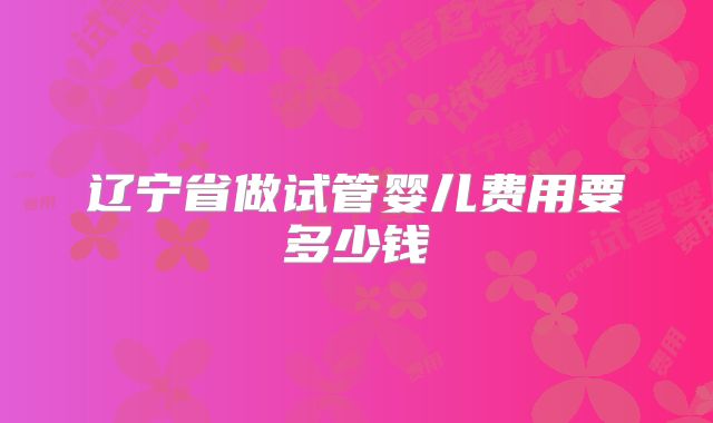 辽宁省做试管婴儿费用要多少钱