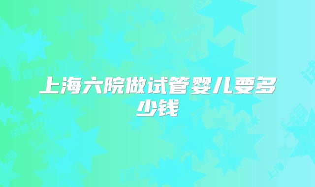 上海六院做试管婴儿要多少钱