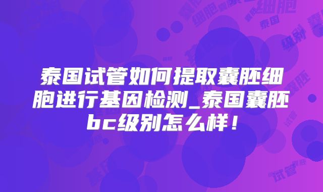 泰国试管如何提取囊胚细胞进行基因检测_泰国囊胚bc级别怎么样!