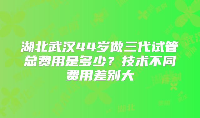 湖北武汉44岁做三代试管总费用是多少？技术不同费用差别大