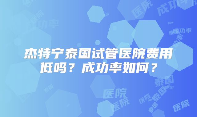 杰特宁泰国试管医院费用低吗？成功率如何？