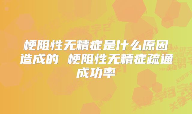 梗阻性无精症是什么原因造成的 梗阻性无精症疏通成功率