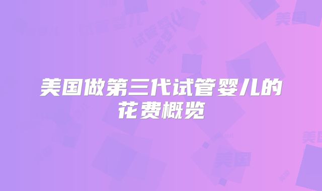 美国做第三代试管婴儿的花费概览