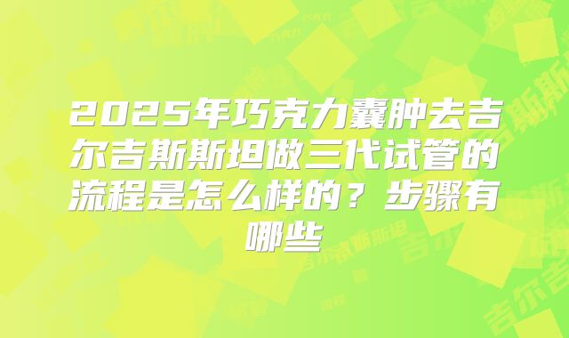 2025年巧克力囊肿去吉尔吉斯斯坦做三代试管的流程是怎么样的?步骤有哪些