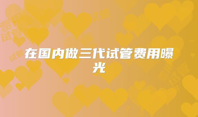 在国内做三代试管费用曝光