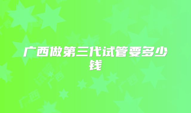 广西做第三代试管要多少钱