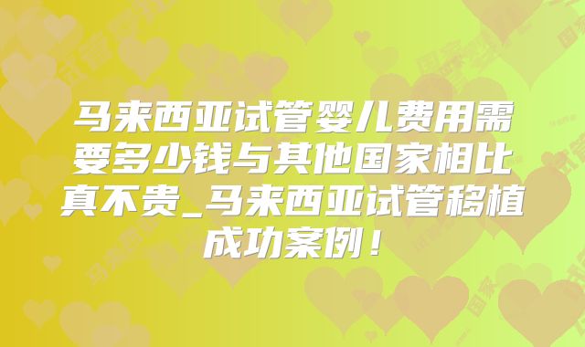 马来西亚试管婴儿费用需要多少钱与其他国家相比真不贵_马来西亚试管移植成功案例!