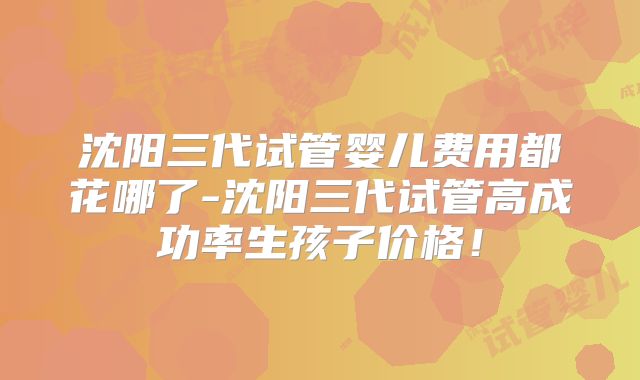 沈阳三代试管婴儿费用都花哪了-沈阳三代试管高成功率生孩子价格！
