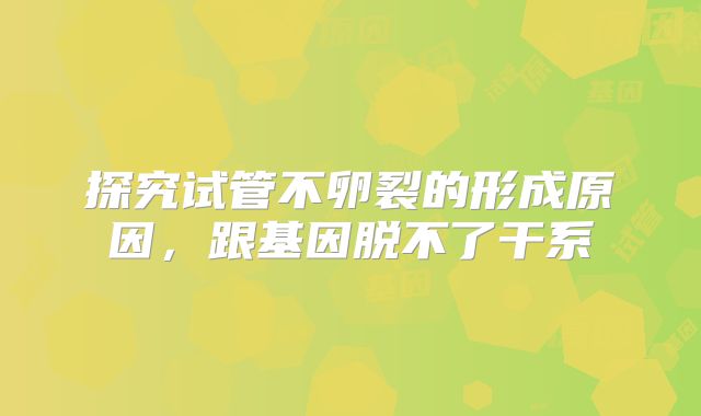 探究试管不卵裂的形成原因，跟基因脱不了干系