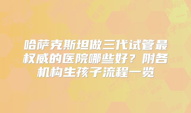 哈萨克斯坦做三代试管最权威的医院哪些好？附各机构生孩子流程一览