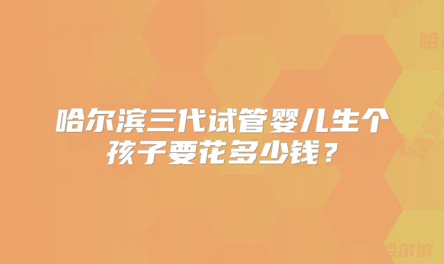 哈尔滨三代试管婴儿生个孩子要花多少钱？