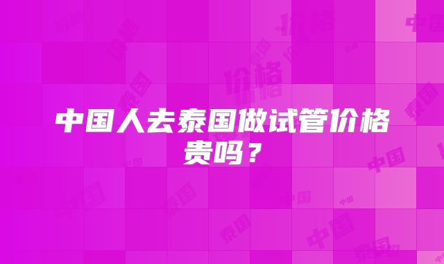 中国人去泰国做试管价格贵吗?