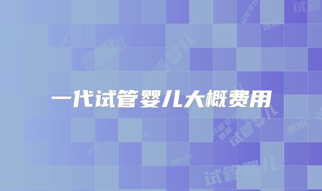 一代试管婴儿大概费用