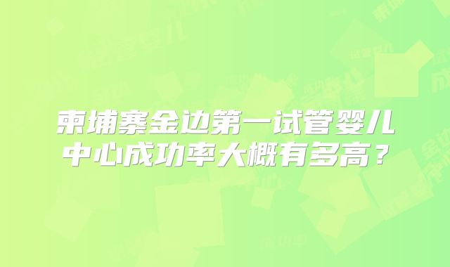 柬埔寨金边第一试管婴儿中心成功率大概有多高？