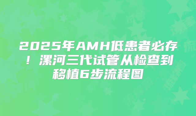 2025年AMH低患者必存!漯河三代试管从检查到移植6步流程图