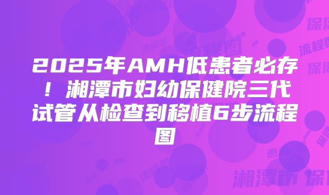2025年AMH低患者必存!湘潭市妇幼保健院三代试管从检查到移植6步流程图