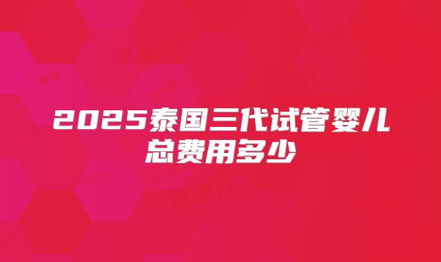 2025泰国三代试管婴儿总费用多少